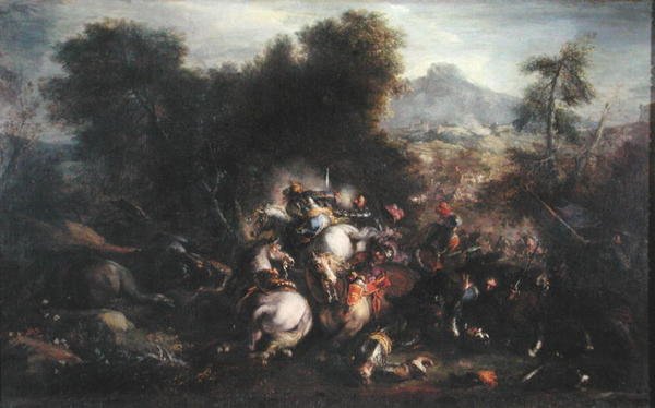 Savaş Sahnesi (tuval üzerine yağlı boya) by Italian School