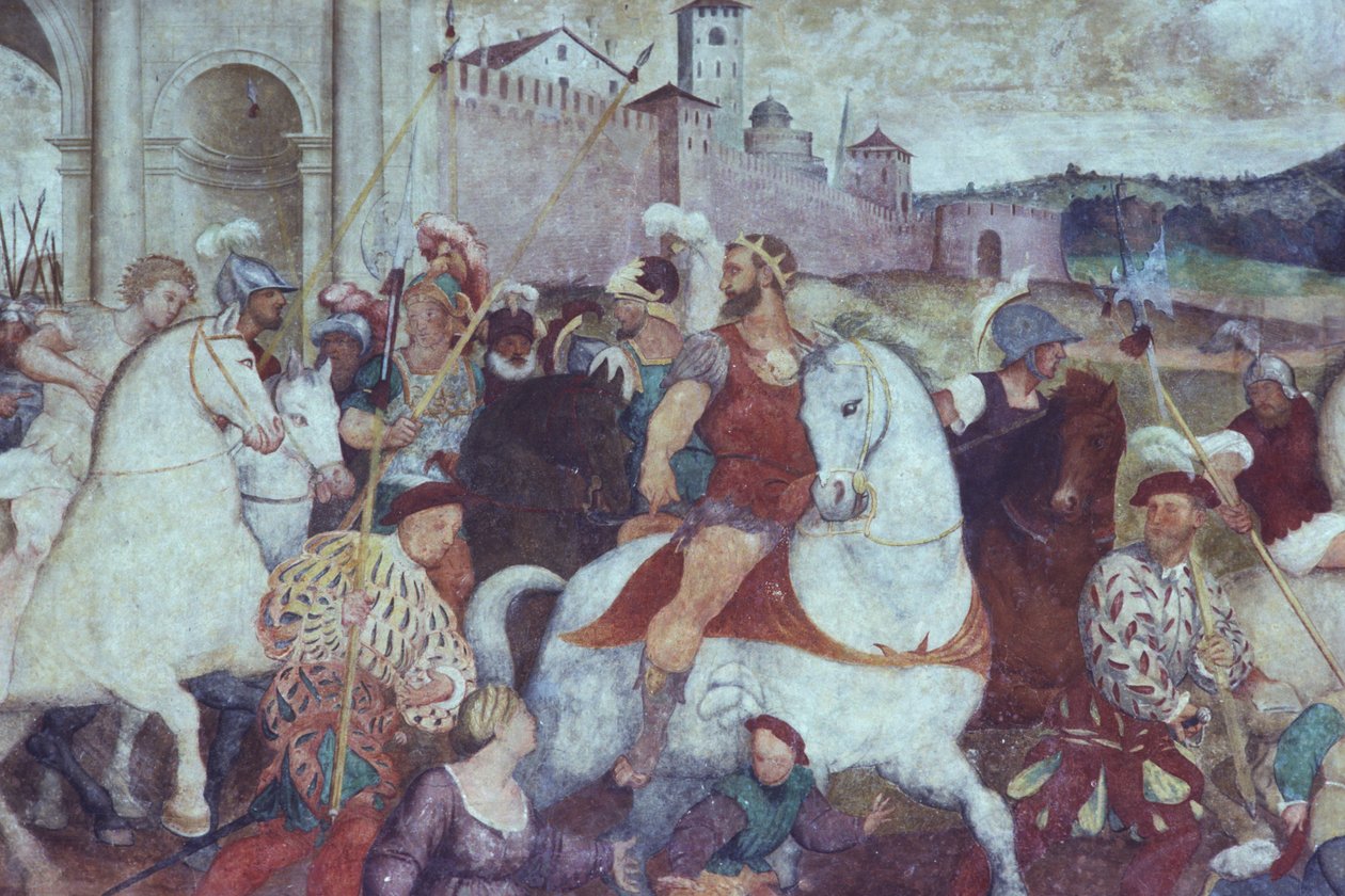 Şehir surlarının dışındaki savaş sahnesi, c.1460