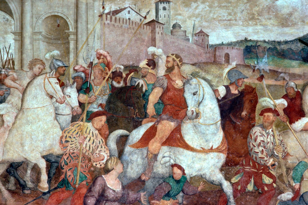 Şehir surlarının dışındaki savaş sahnesi, 1460'lar (fresk) by Italian School