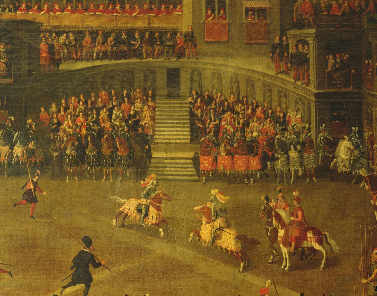 Palais du Belvedere avlusunda atlıkarınca (tuval üzerine yağlı boya) by Italian School