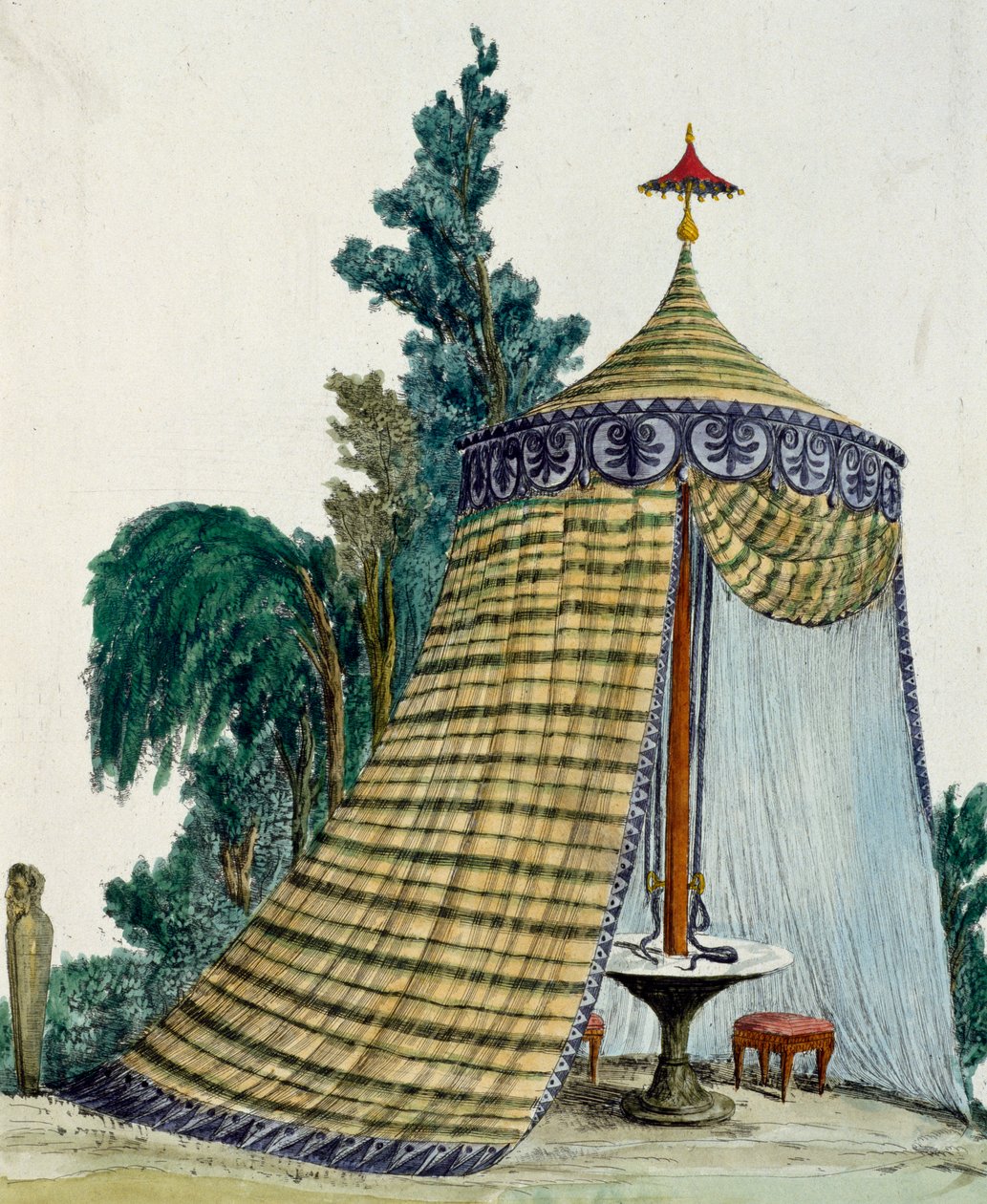 Çin pavyonu bahçede, yaklaşık 1810, gravür, İtalya by Italian School
