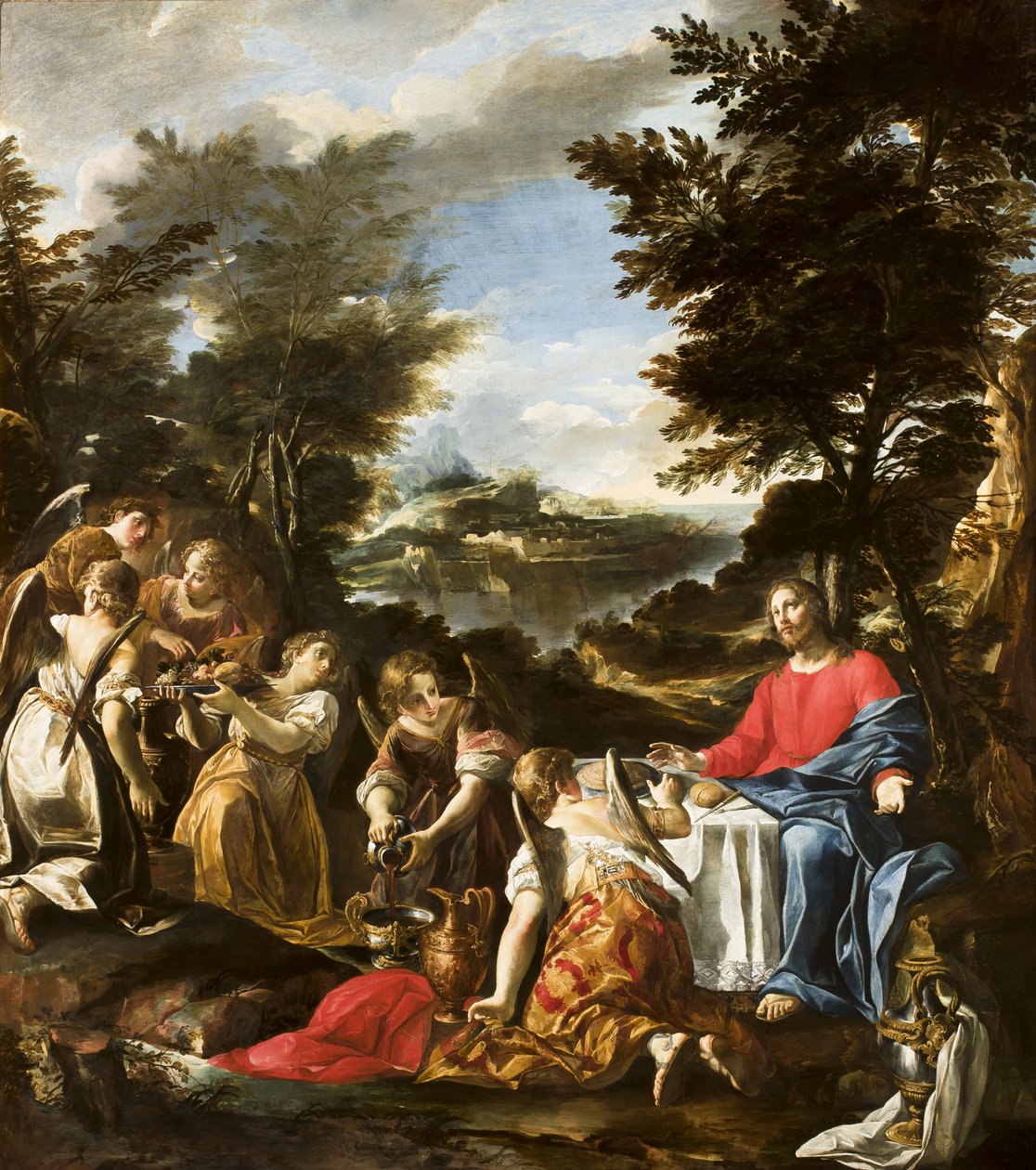 Melekler Tarafından Hizmet Edilen Mesih, c.1650-1700 by Italian School
