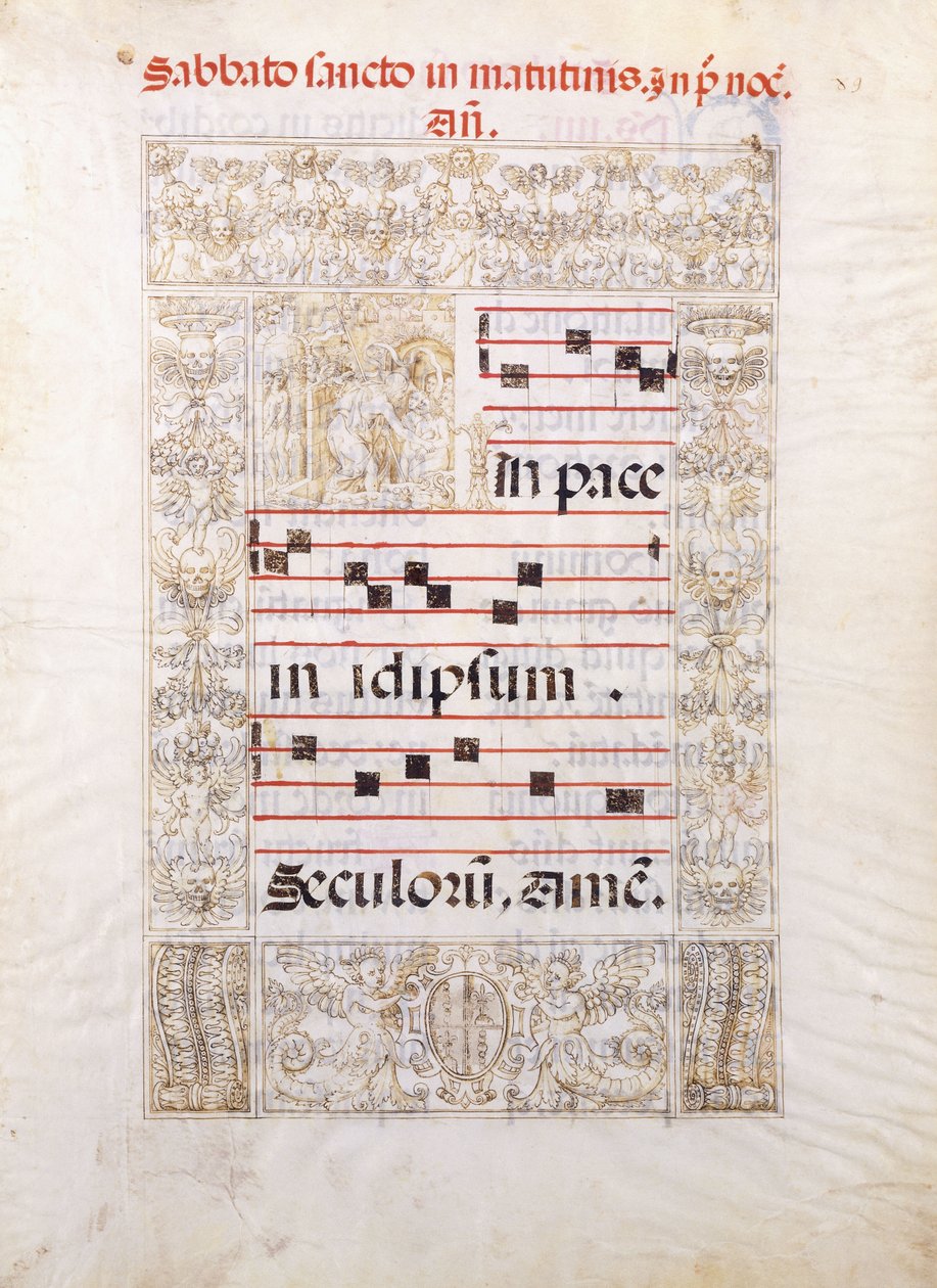 Cehennemin kapılarında İsa, dirilişin sancağını taşıyor ve ruhları kurtarmak için uzanıyor, arkasında Adem ve Havva, c.1550 by Italian School