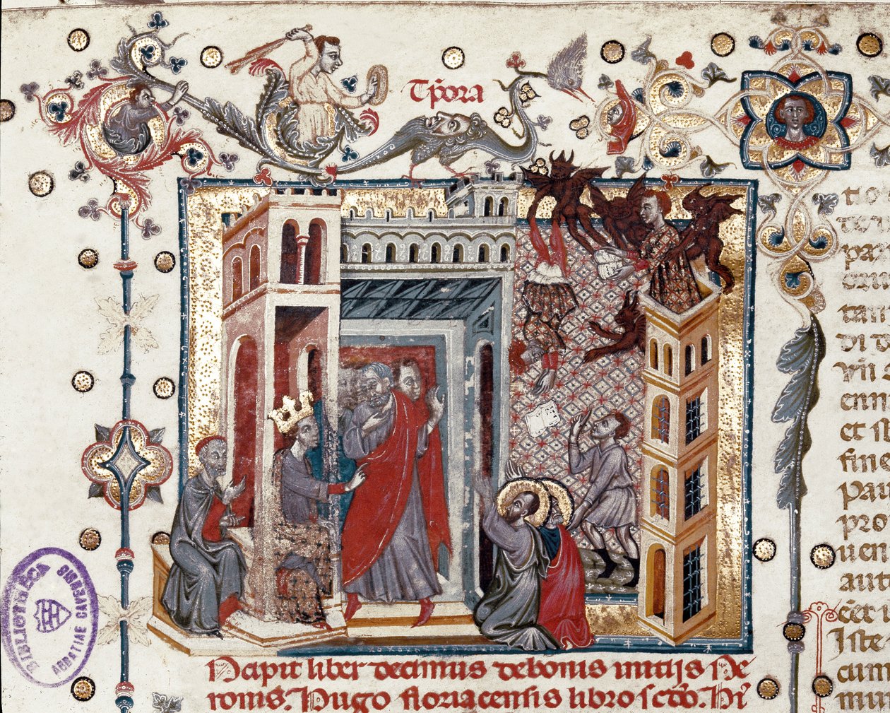 Codices Cavenses, Cod.25 f.181, Simon Magus, the Emperor Nero, and the Apostles, Speculum Historiale