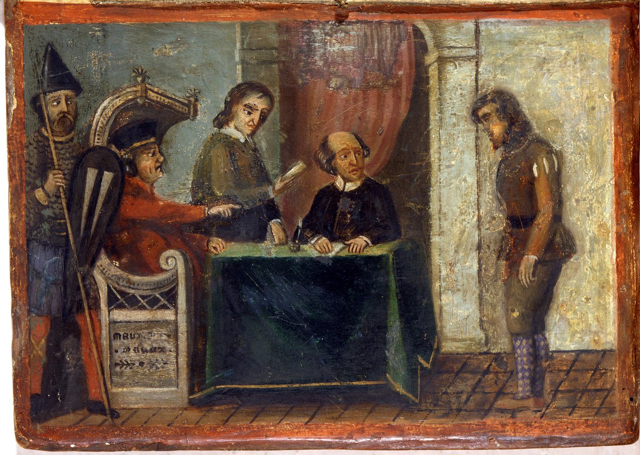 Bir vatandaşın yargıç ve şehir temsilcileri huzurunda mahkûm edilmesi 1273. Ulusal Arşiv, Siena. by Italian School