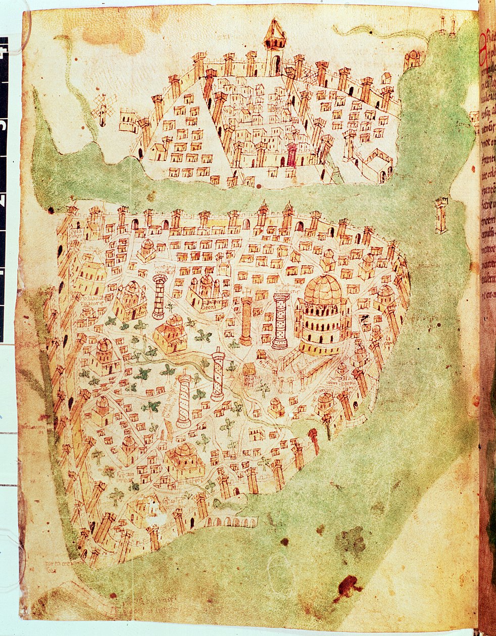 Cotton Vespasian A. XIII, f.36v: Konstantinopolis Haritası, c.1450 (parşömen) by Italian School