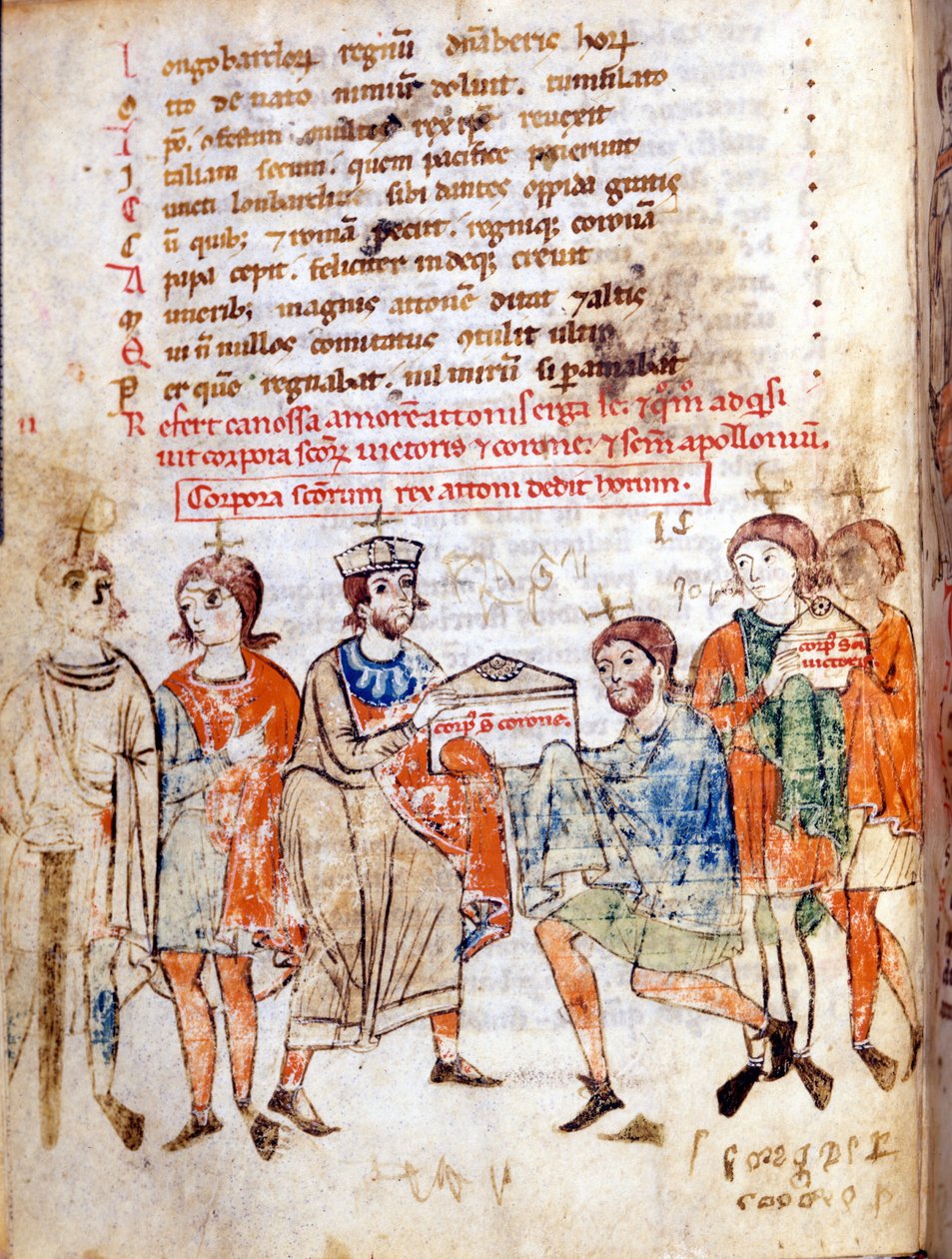 Canossa Mathilde Mahkemesi (veya Toskana Kontesi Mathilde) (1046 - 1115), Donizone tarafından “” Vita Mathildis””, 13. yüzyıldan kalma el yazması. Lucca, İncil, Governativa. by Italian School