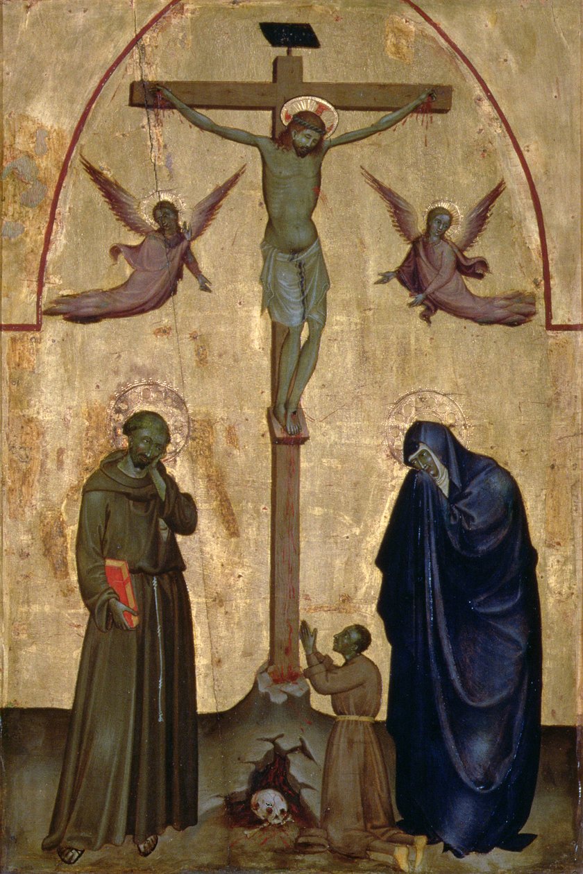Assisili Aziz Francis ve Bir Donör ile Çarmıha Gerilme (panelde öfke) by Italian School