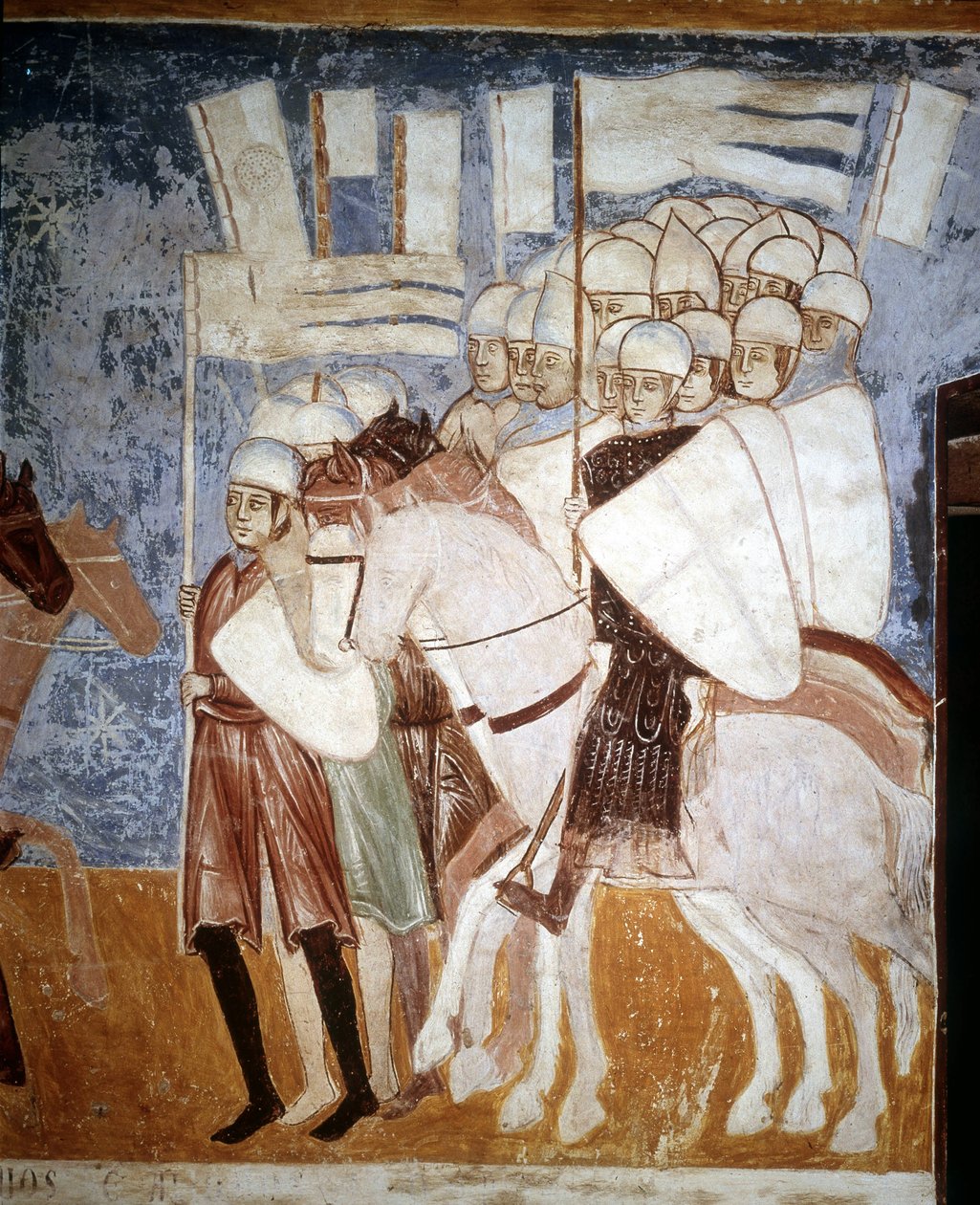 Ottone Visconti'nin (1208 - 1295) konuşmasını dinleyen Haçlılar. Fresk Rocca di Angera, 14. yüzyılın başlarında. by Italian School