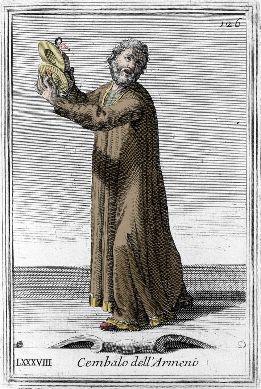 Perküsyonlu Ermeni müzik aletinin zilleri. Jesuite Filippo Bonanni (1658-1723) 1725