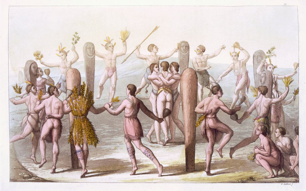 Virginia Yerlilerinin Dansları, 1820 dolayları by Italian School