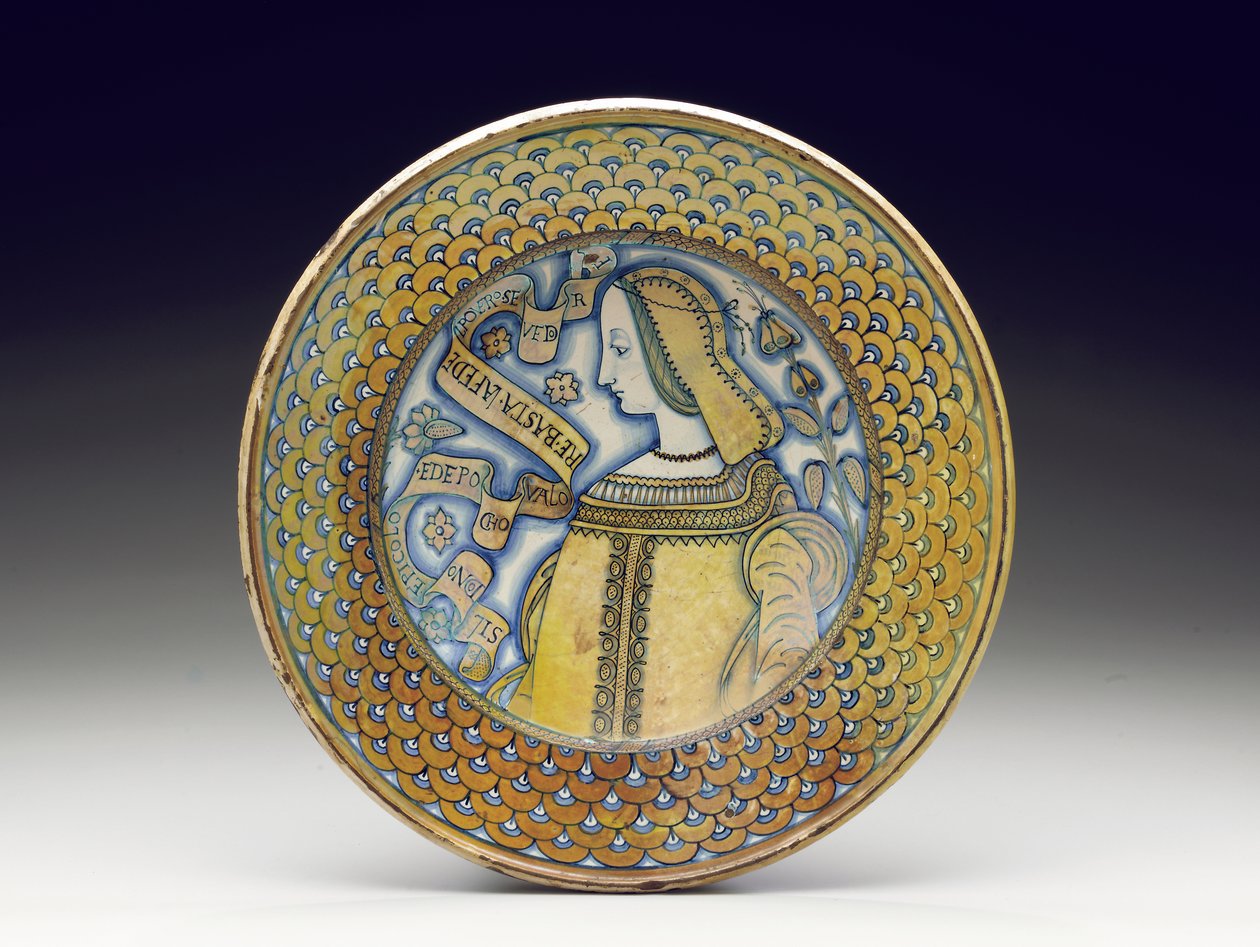 Deruta majolica cilalı "Bella Donna" şarj cihazı, 1520-30 by Italian School