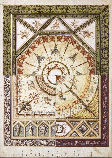 Alternatif bir Neo-Klasik tavan tasarımı, c.1790 (kağıt üzerine kalem ve mürekkeple sulu boya) by Italian School