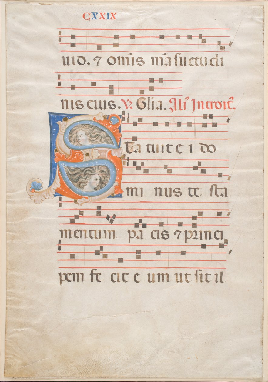 Kademeli Çift Yaprak, c.1325 (parşömen üzerine mürekkep, tempera ve altın varak) by Italian School