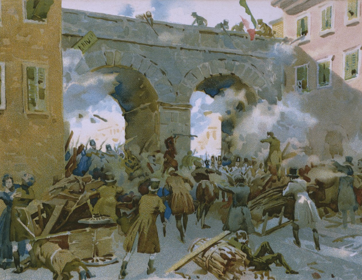 18-22 Mart 1848 tarihleri arasında, Avusturyalıları kovalayan Milanlılar, Risorgimento
