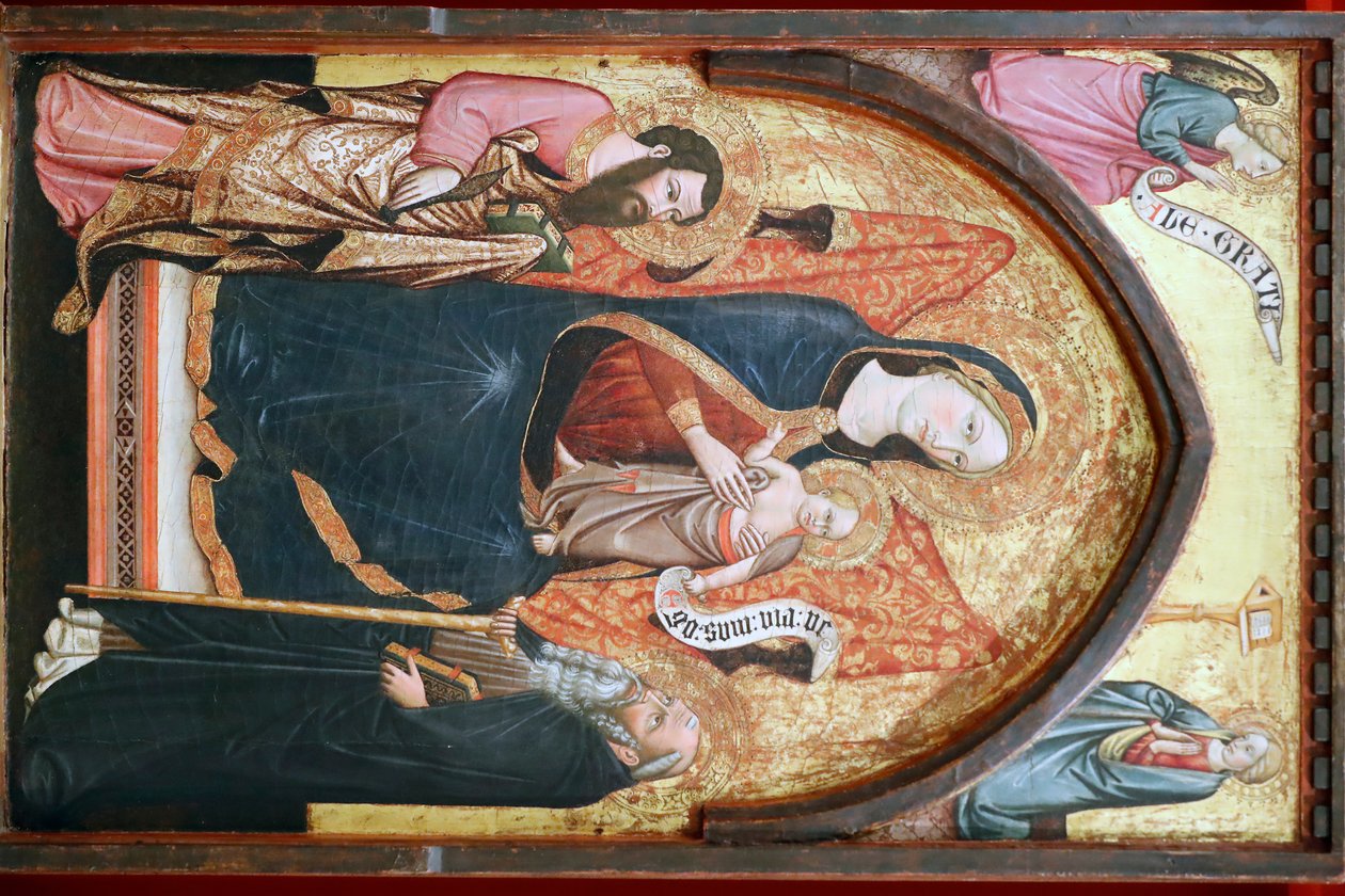 Evora Müzesi. Bartholomew ve Anthony ile Meryem Ana. İtalyan okulu. 1410. Portekiz. by Italian School