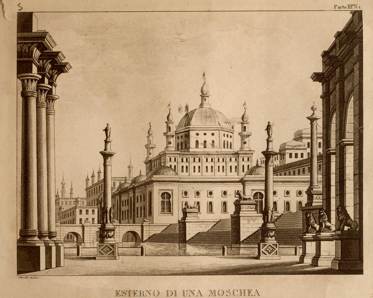 Bir caminin dışı, Gioachino Rossini (litho) tarafından 
