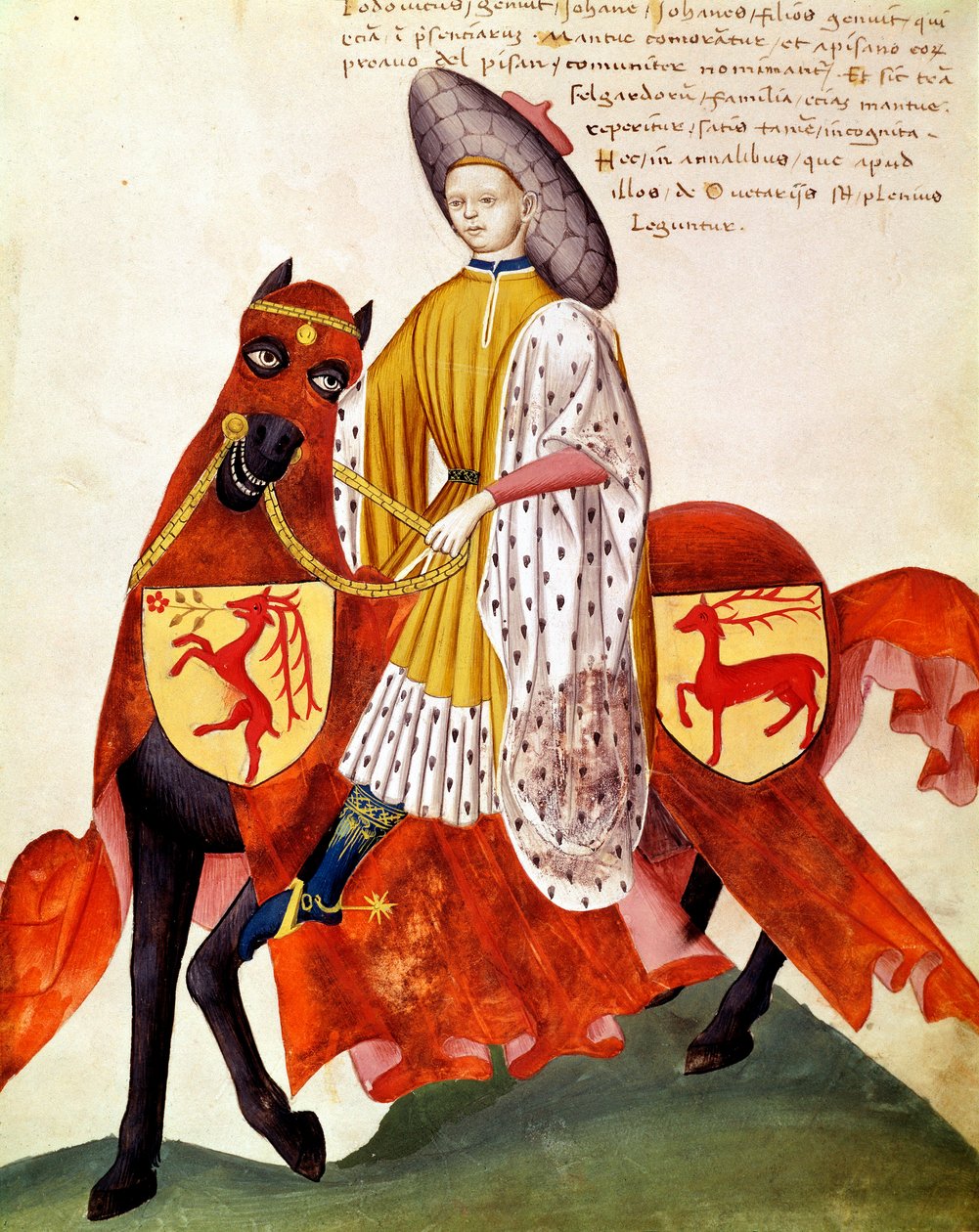 At sırtında Falconer (minyatür by Italian School