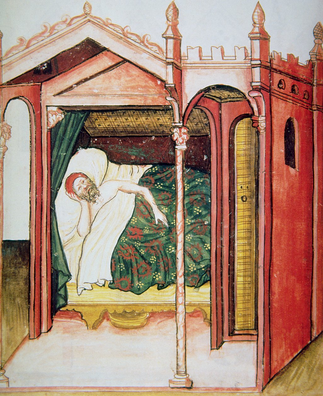 Fol.101r The Insomniac, Tacuinum Santiatis Codex Vindobonensis