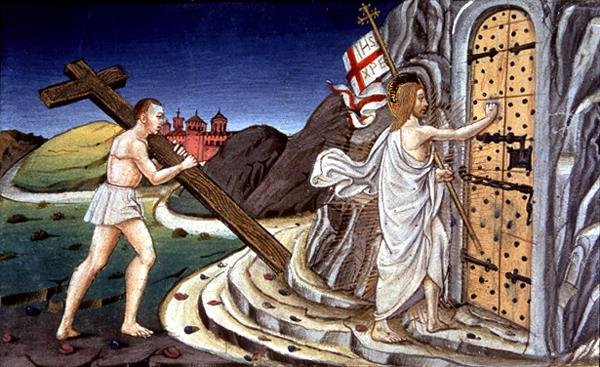 Fol.125va Ölümünden sonra Mesih, adillerin ruhlarını Cennete (parşömen) yönlendirmek için döner by Italian School