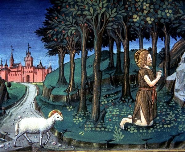 Fol.143v Vaftizci Yahya Çölde Dua Eder (parşömen) by Italian School