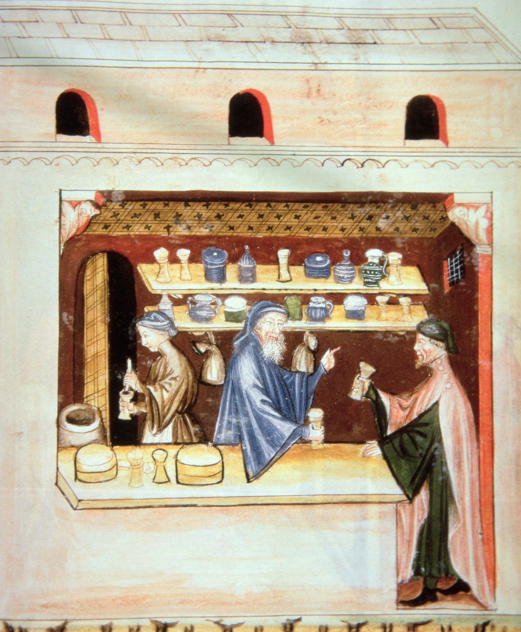 Fol.53v Kekik Hazırlanması ve Satışı, Tacuinum Santiatis Codex Vindobonensis