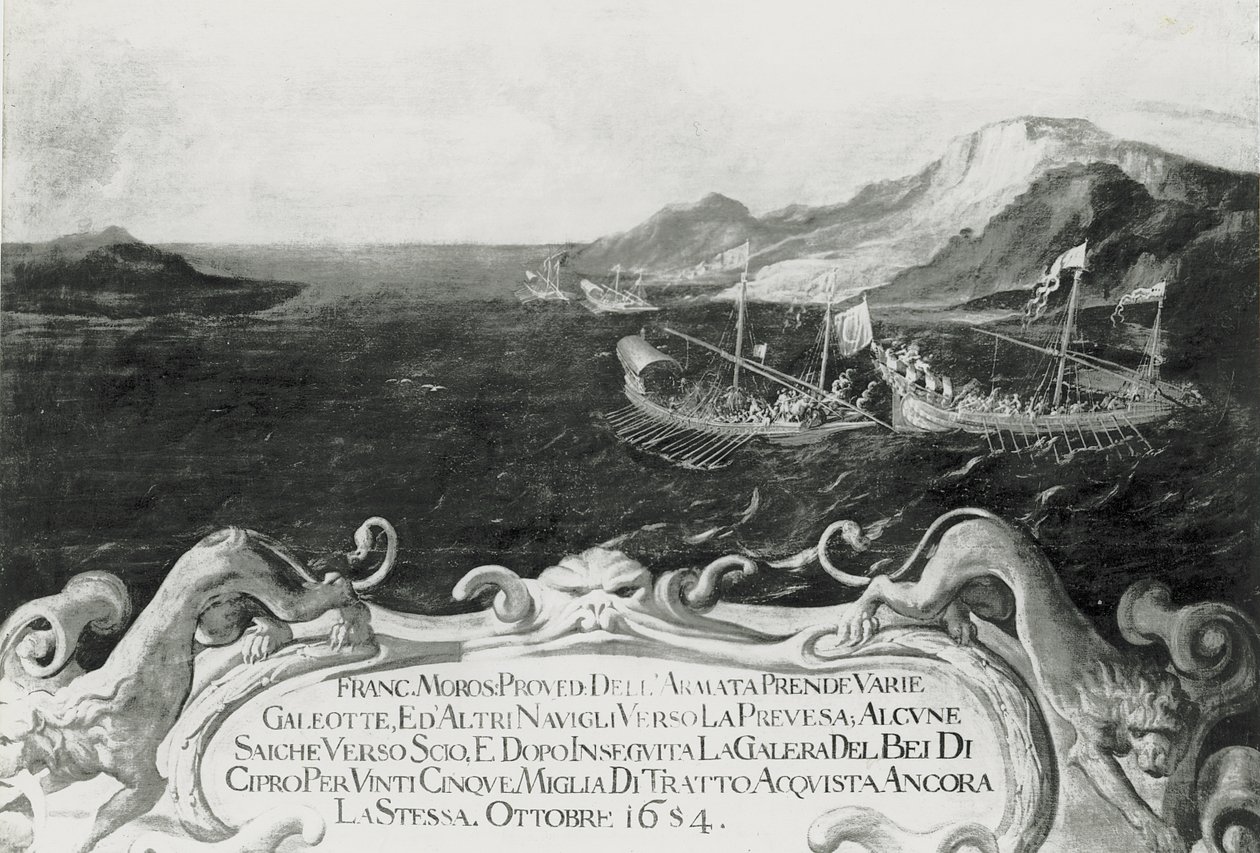 Francesco Morosini (1618-94) Kıbrıs açıklarında bir Olayda, 1654 by Italian School