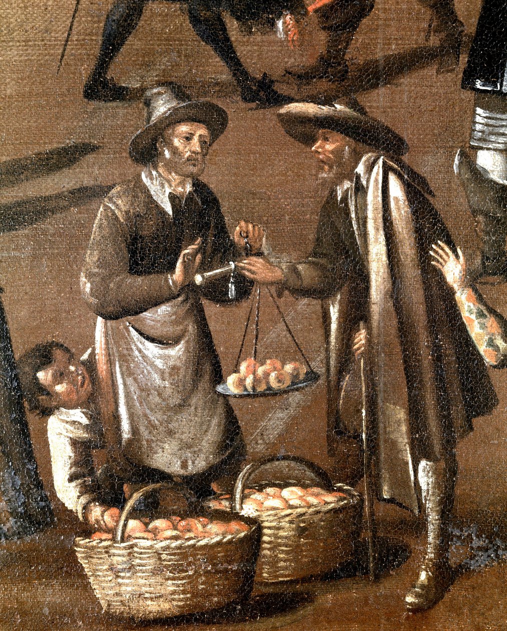 Meyve satıcısı ve küçük hırsız, detay (Resim by Italian School