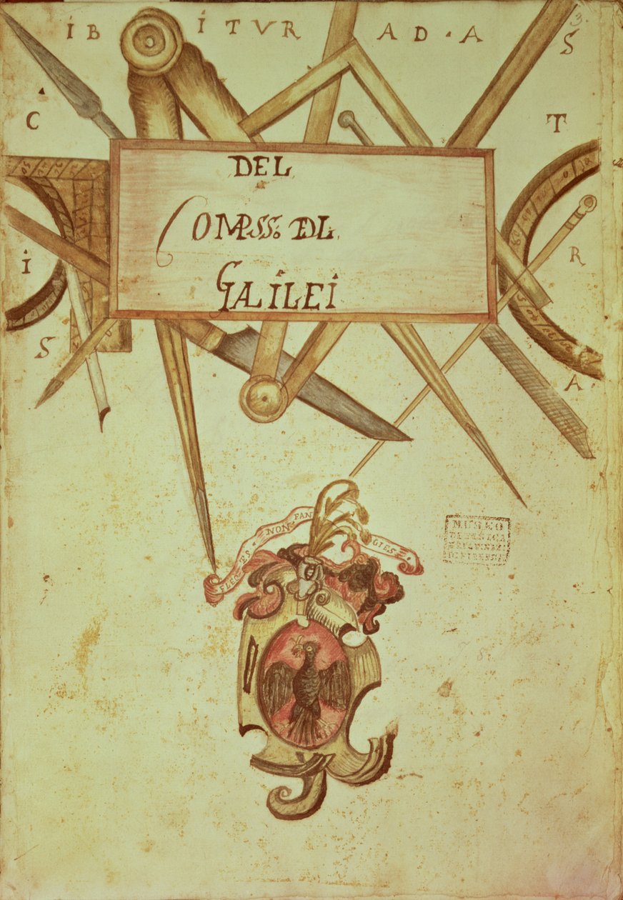 Gal.37 f.3r Galileo Galilei (1564-1642) tarafından yazılan Geometrik ve Askeri Pusulaların Çalışması