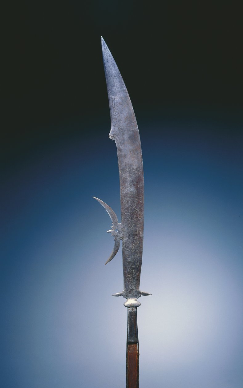 Giustini ailesinin kollarıyla Glaive, Venedik, c.1600-20 (çelik ve ahşap) by Italian School