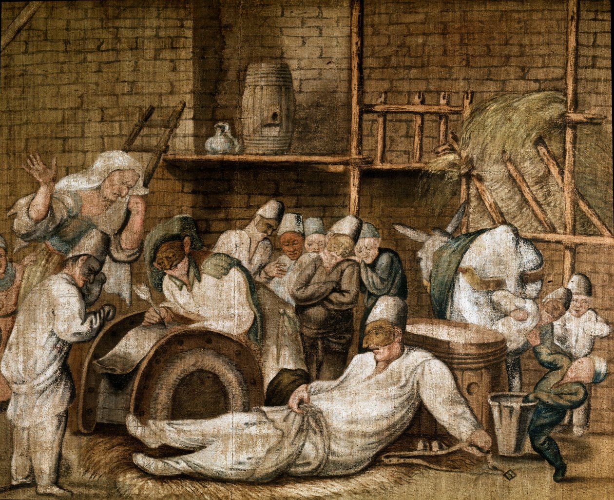 Bir ahır dekorunda Commedia dell