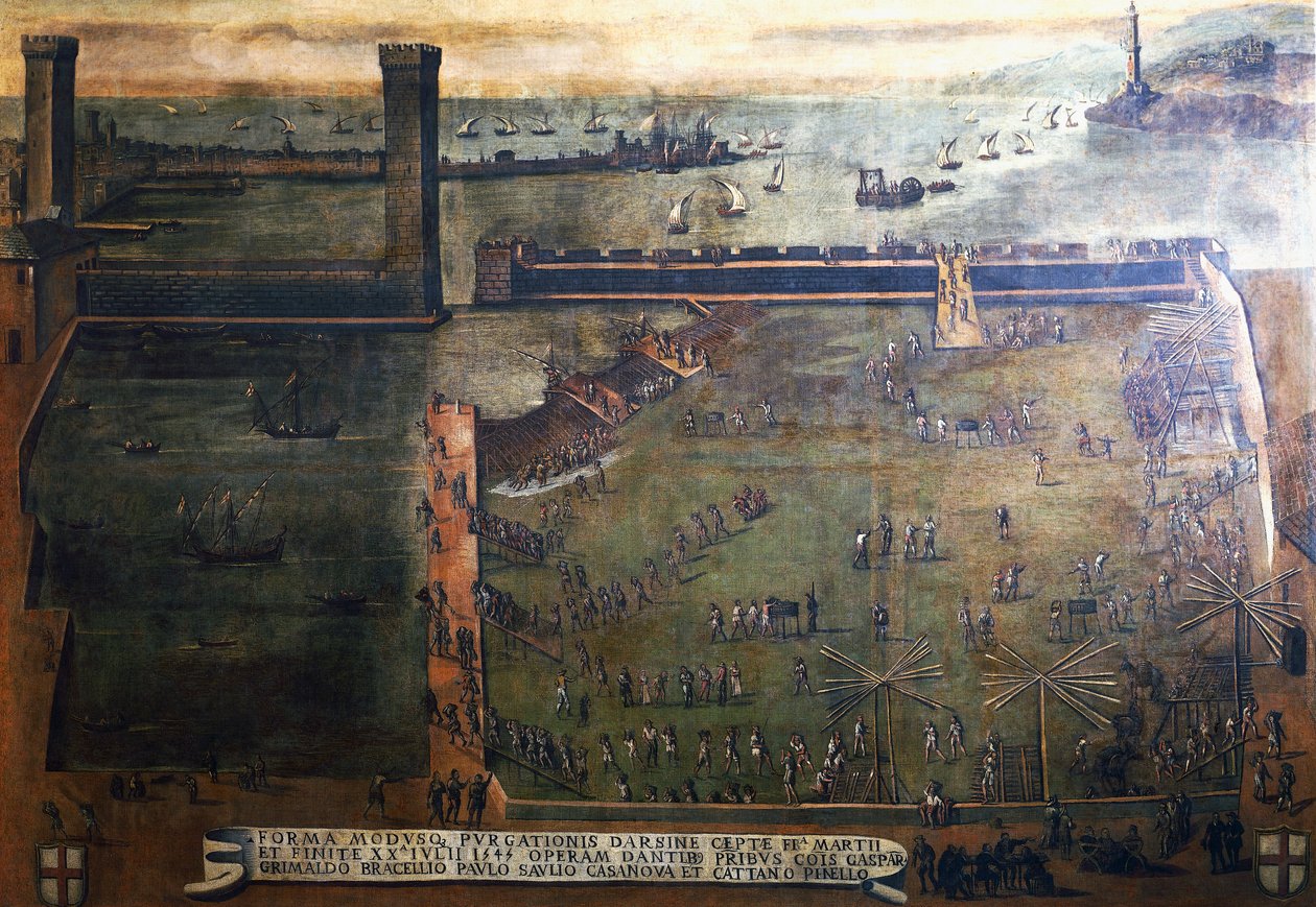 Cenova limanındaki liman, resim, İtalya by Italian School
