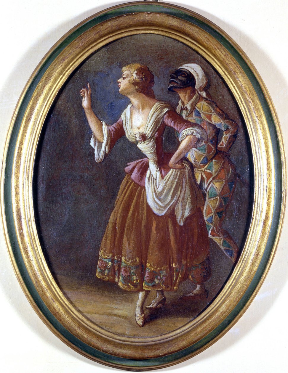 Harlequin ve Colombine. 19. yüzyılın başından itibaren anonim resim. Burcardo Müzesi, Roma. by Italian School