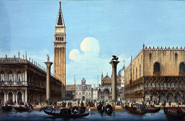 Il Molo, dört Venedik Sahnesi setinden, c.1850 (el boyaması taş) by Italian School