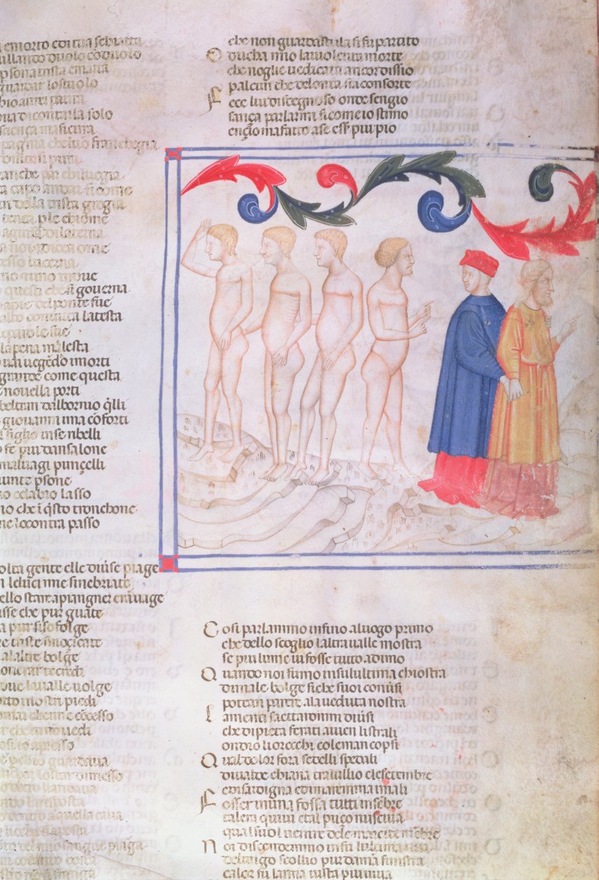 Inferno XXIX f.21r Geri del Bello In the Circle of Falsifiers, Dante Alighieri