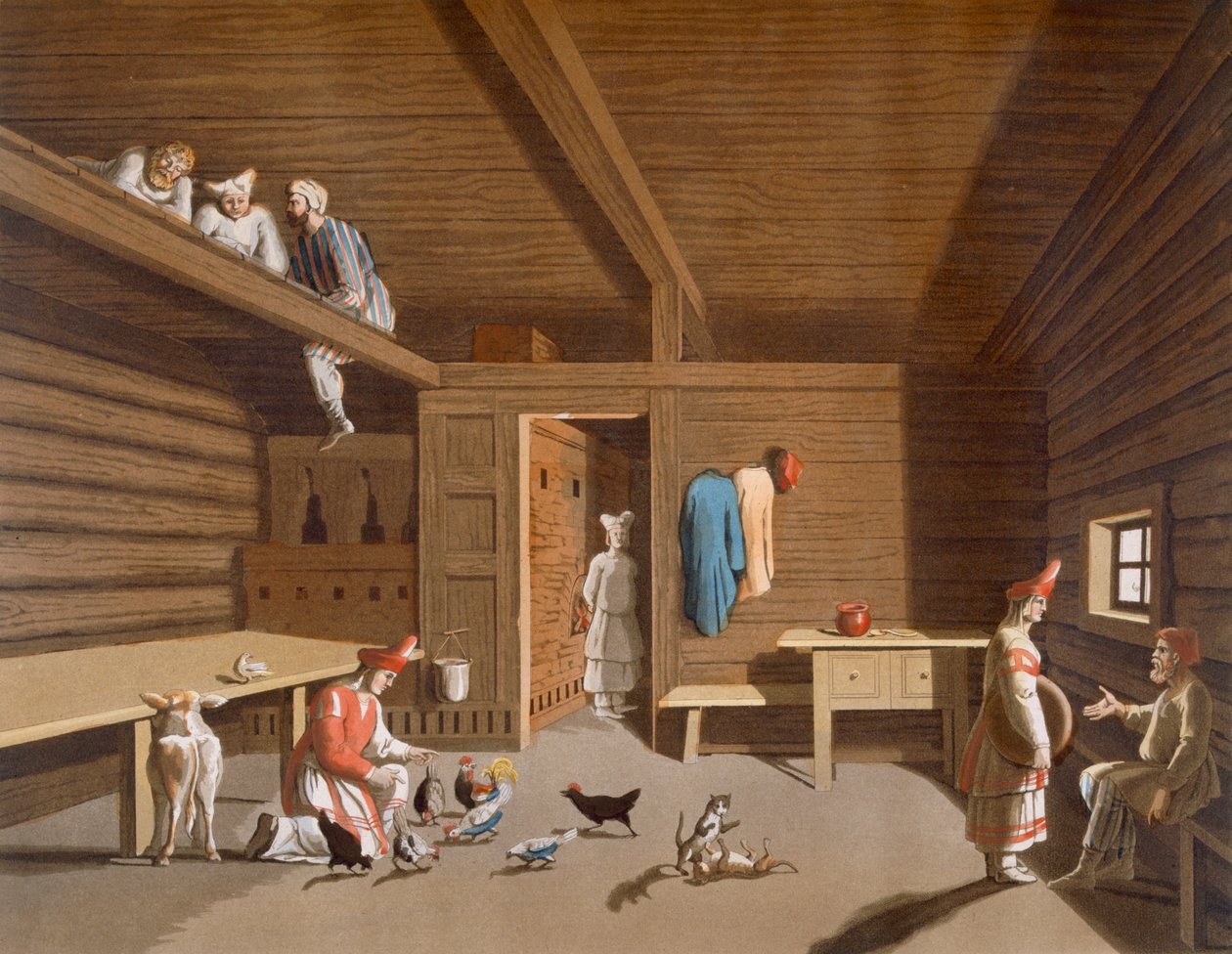 Bir Rus köylü evinin içi, c.1820