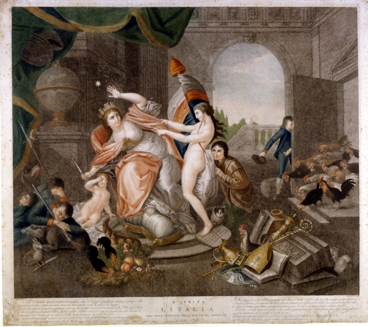 1796 işgali üzerine İtalyan Fransız karşıtı hiciv yayını. Museo del Risorgimento. Milano by Italian School