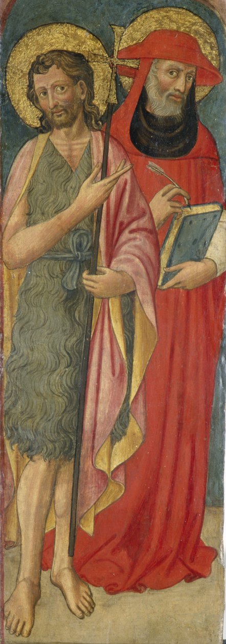 Vaftizci Yahya ve Aziz Jerome, c.1430 (kavak ağacı üzerinde tempera) by Italian School