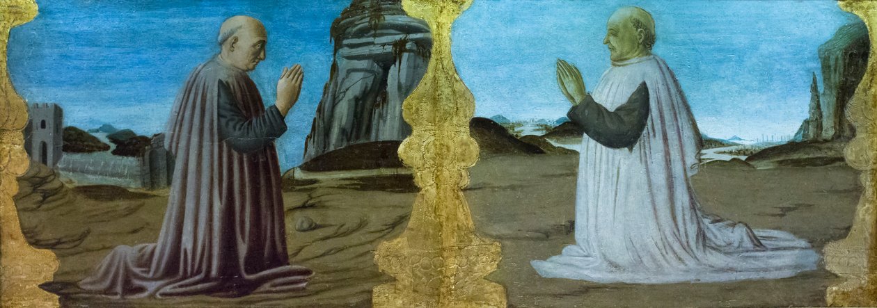 Master of the Colonna Predella'dan iki bağışçılı manzara by Italian School