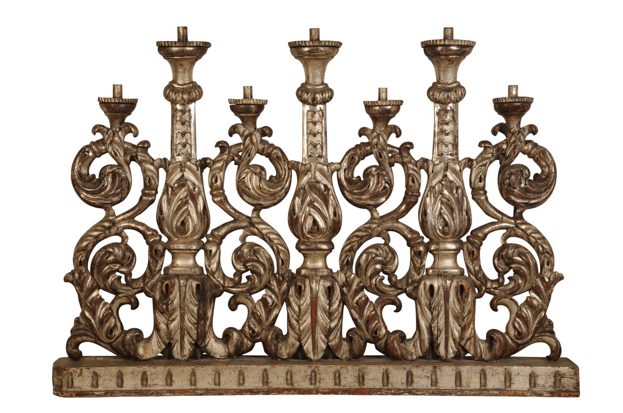 Büyük ölçekli gümüş yaldızlı mumluk, c.1800 (gümüş yaldızlı) by Italian School