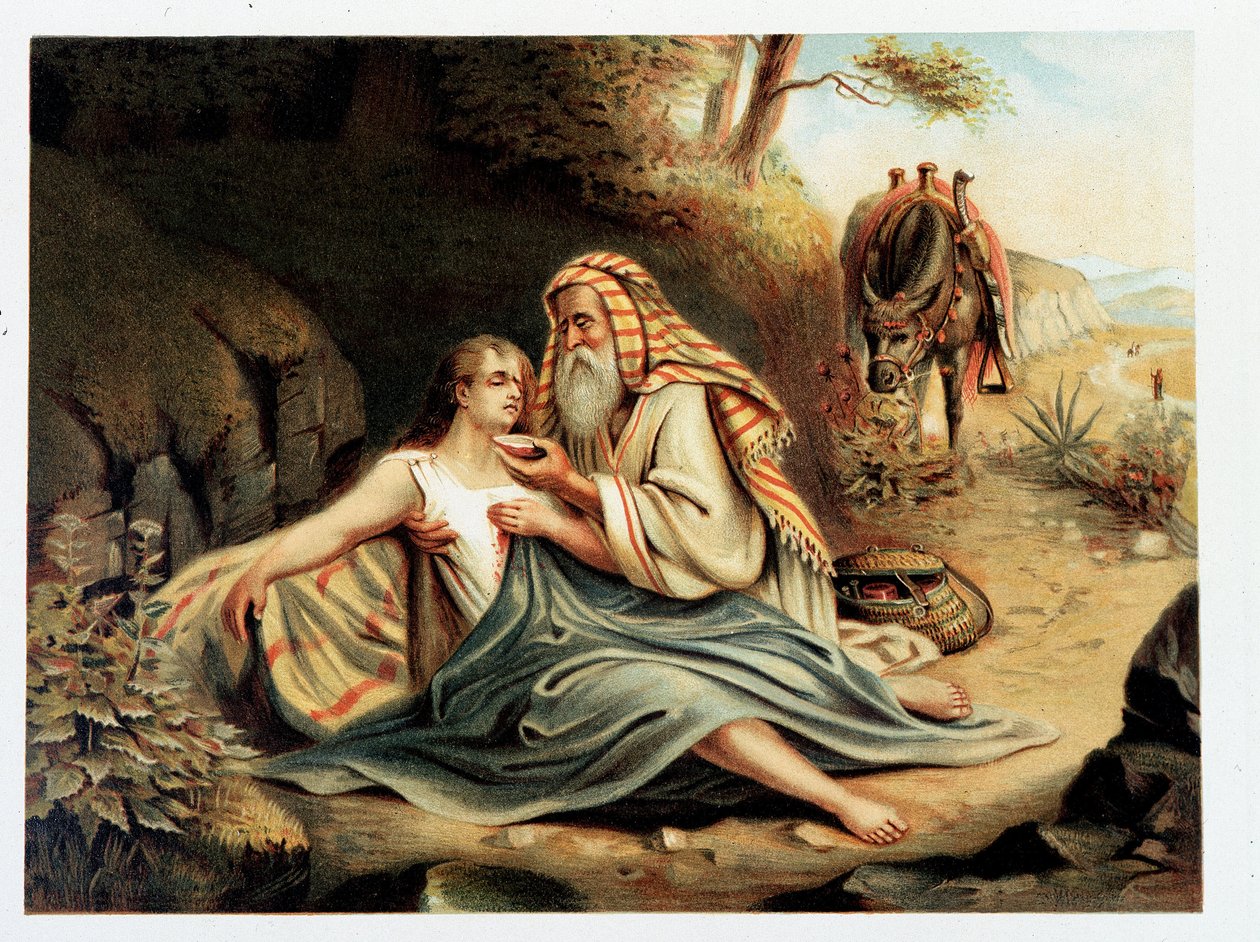 Le Bon Samaritan - Don Clemente Benetti tarafından çevrilen Giovanni Ladislao Sykora (cilt 2) tarafından “” Altın klasik İncil: eski ve yeni çabada ilahi vahiy tarihi ””. (İtalyanca İncil) by Italian School
