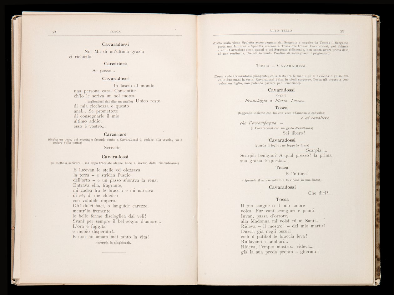Libretto, Tosca, Giacomo Puccini, Edition Ricordi, İtalya by Italian School