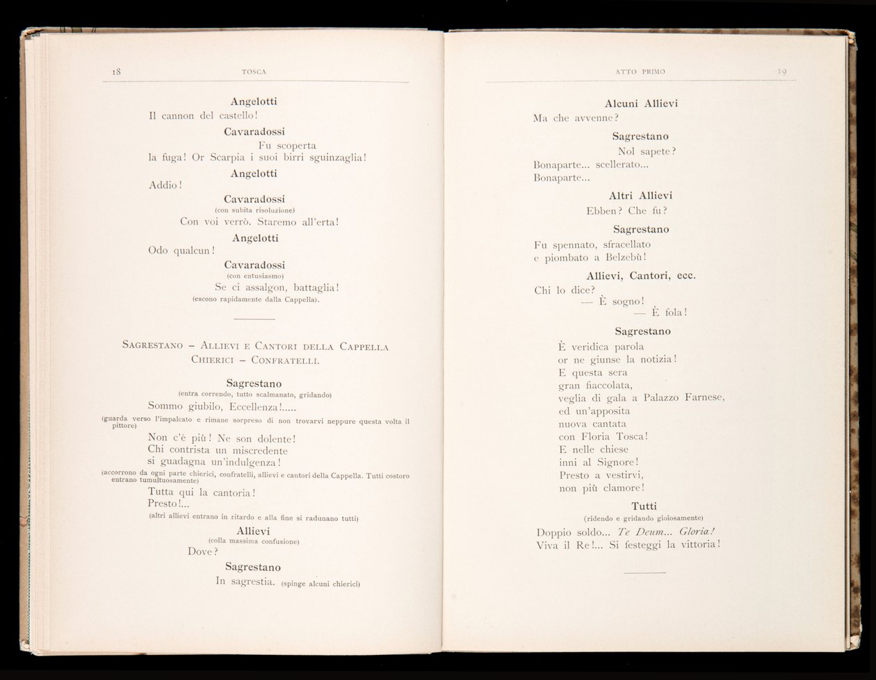 Libretto, Tosca, Giacomo Puccini, Edition Ricordi, İtalya by Italian School