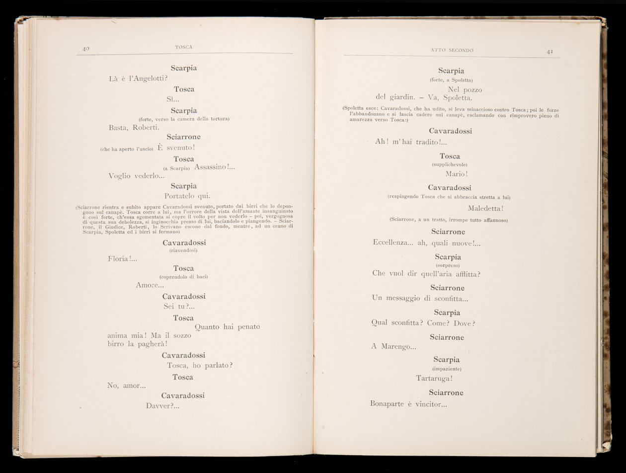 Libretto, Tosca, Giacomo Puccini, Edition Ricordi, İtalya by Italian School
