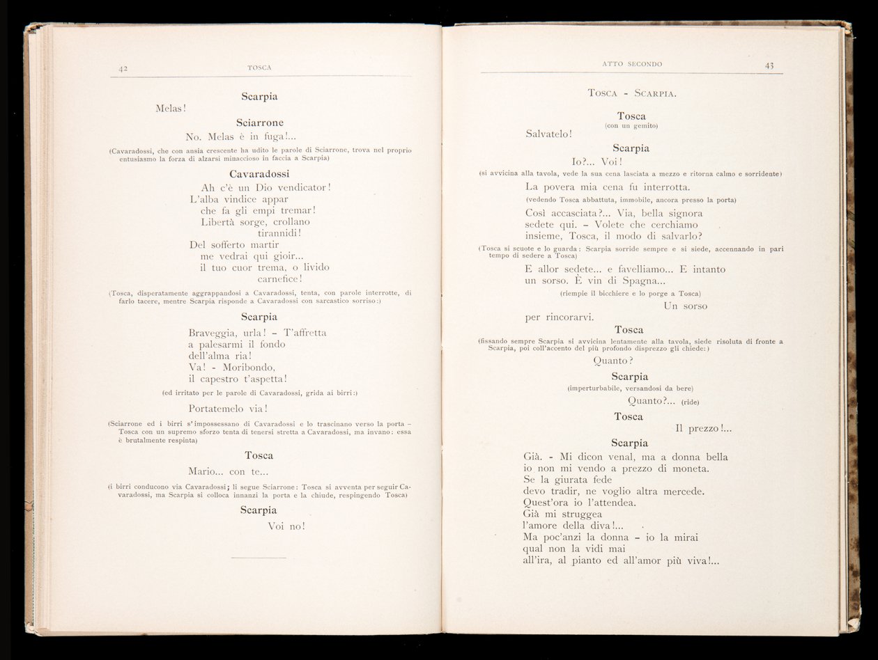 Libretto, Tosca, Giacomo Puccini, Edition Ricordi, İtalya by Italian School