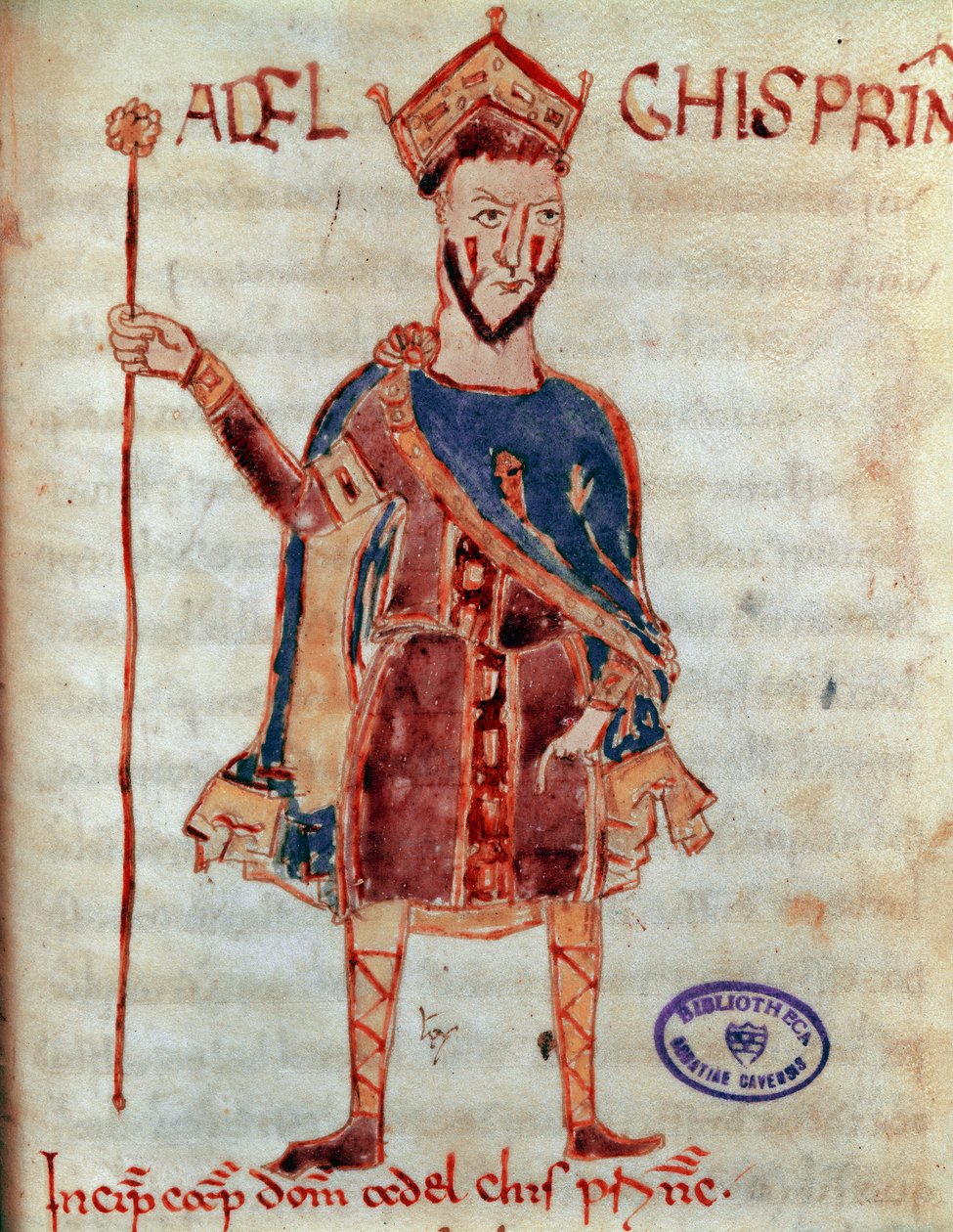 Lombard Prensi Adalgis (788) Kral Rothari tarafından kurulan Lombard krallığının yasalarını anlatan “” Codex Legum Longobardorum”dan (veya Langobardorum) minyatür by Italian School