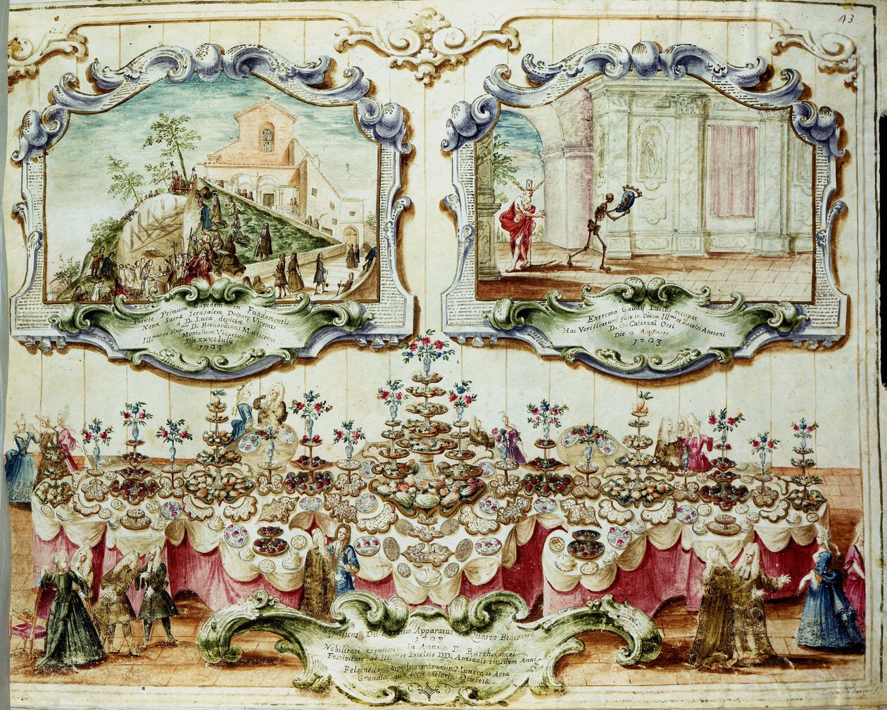 Aziz Bartholomew (veya Bartholomew) bayramı için Bologna soyluları onuruna verilen öğle yemeği. 1723. Bologna Devlet Arşivleri. by Italian School