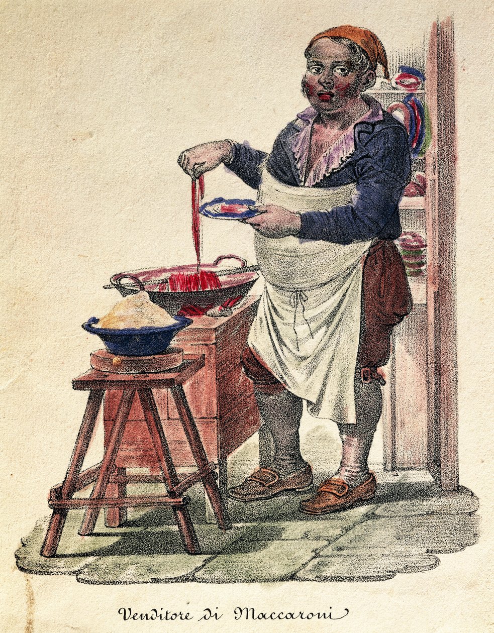 Makarna satıcısı, Baskı, İtalya by Italian School