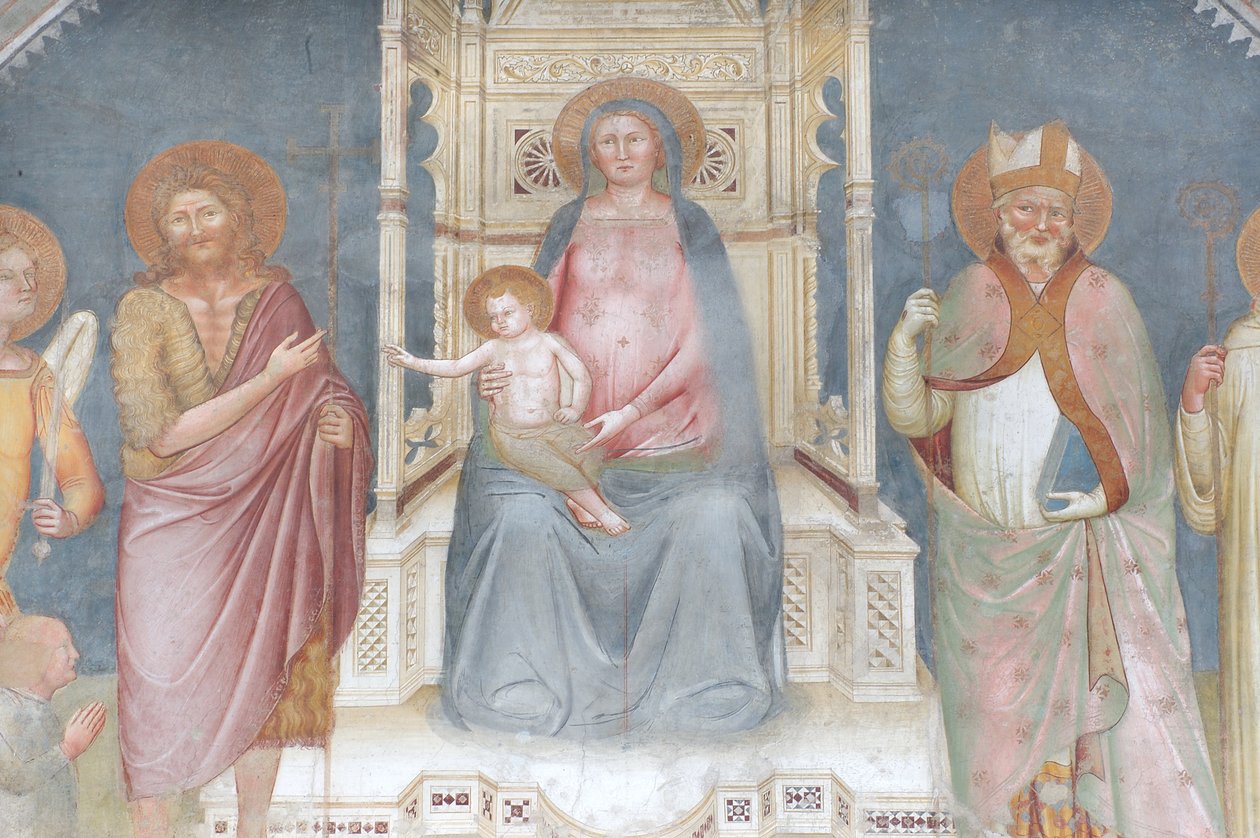 Madonna ve Çocuk, Melek Cebrail, Vaftizci Yahya, Aziz Ambrose, Aziz Bernard by Italian School