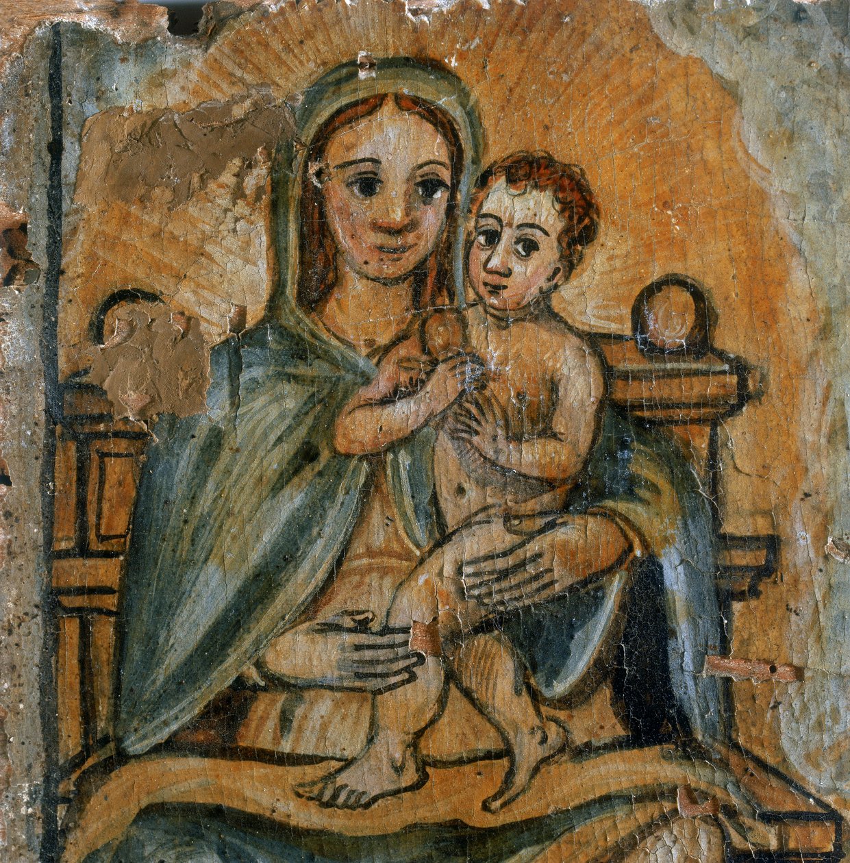 Madonna ve Çocuk, eski bir oylamanın detayı, 1604 by Italian School